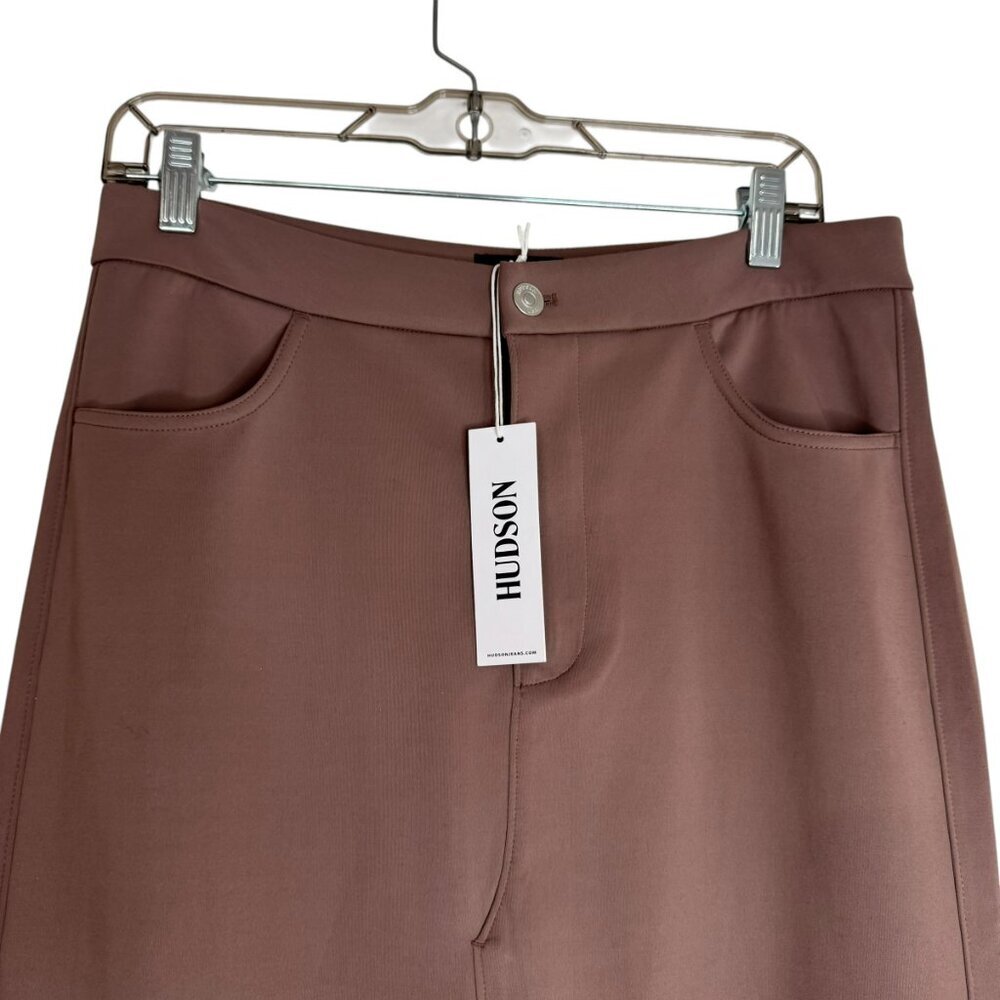 Hudson Jeans Reconstructed Rib Scuba Knit Midi Skirt Deep Taupe Size M | NWT - Picture 2 of 7